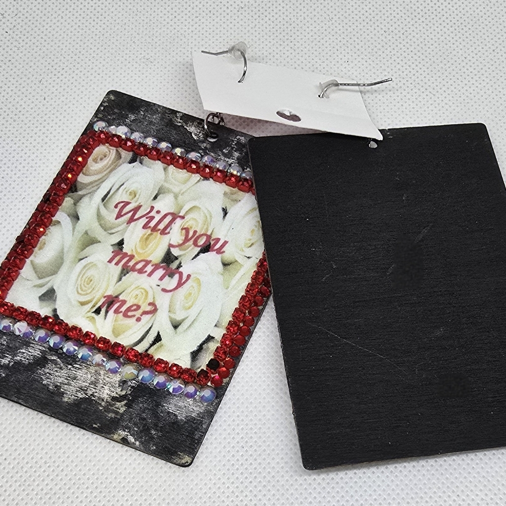 Rectangular Shaped Valentines Earrings With Custo… - image 3